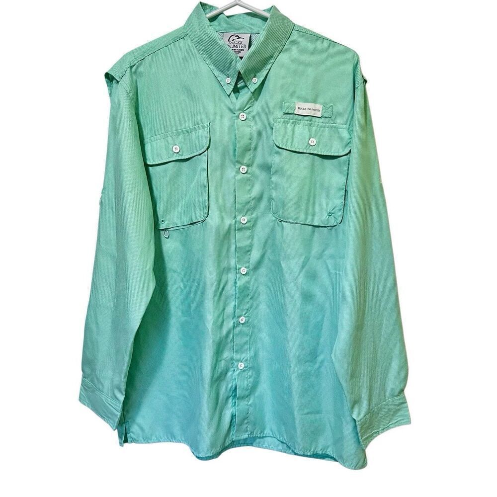 Ducks Unlimited Men's Light Green Lightweight Vented Button Down Size M